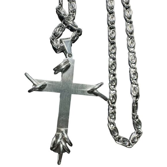 Pierced Cross Spiral-Link Necklace - Picture 3 of 4